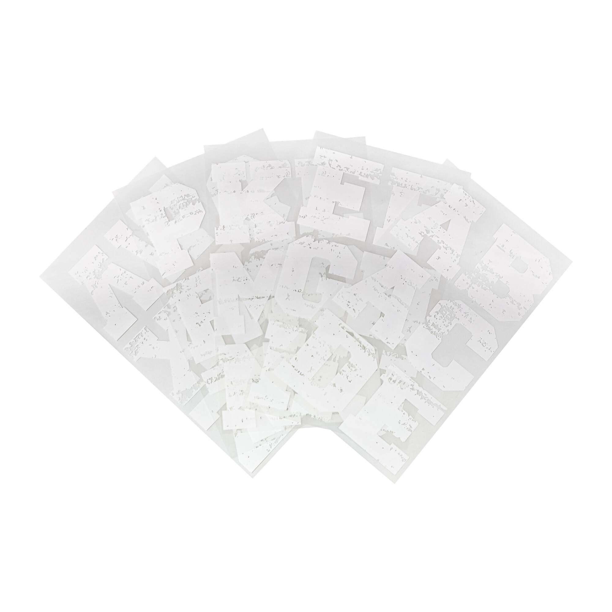 12 Packs: 32 ct. (384 total) 3" White Distressed Letters Iron-On Transfers by Make Market®